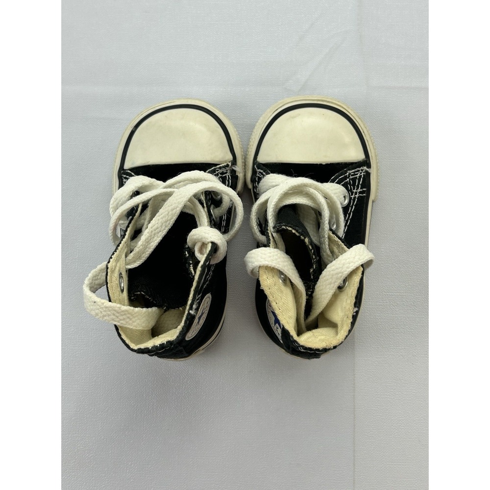 Converse All Star Infant Size 2 Black High Top Chuck Taylor Canvas Sneakers - Picture 4 of 9